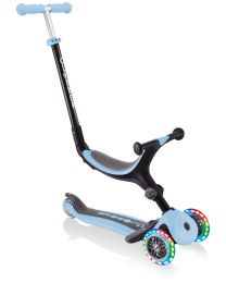 Globber Go up Foldable scooter pour enfants "4 in 1" avec des lumières en bleu pastel